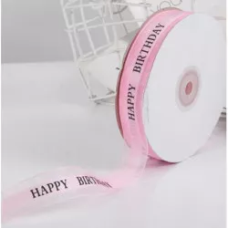 Rózsaszín 45m x 2,5cm Happy Birthday szalag