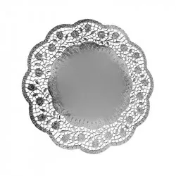 Dekoratív csipke kerek ezüst 32 cm 4 db