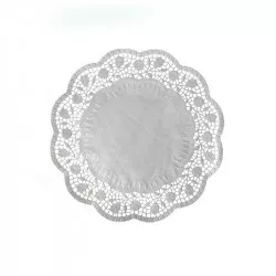 Dekoratív csipke kerek fehér 24 cm 100 db