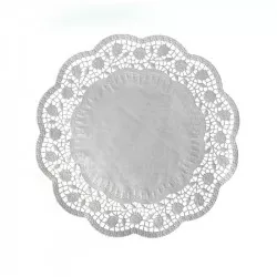 Dekoratív csipke kerek fehér 32 cm 100 db