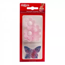 Élénk dekorációk pillangók és virágok