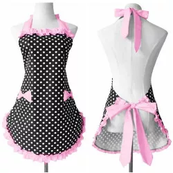 Főző kötény fekete rózsaszín