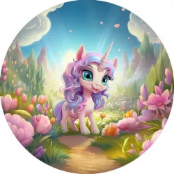 Enni való papír Unikornis a virágzó kertben