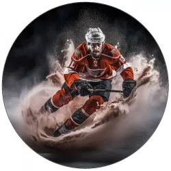 Élhető papír hokiszámú játékos piros mezben 19,5 cm