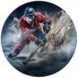 Ehető papír hokis kék sisakkal 19,5 cm