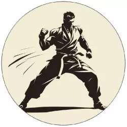 Ehető papír fekete-fehér karatista képe 19,5 cm