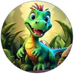 Zöld, ehető dinoszaurusz papír 19,5 cm