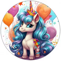 Étterem papír unikorniszivárvány kék sörény 19,5 cm