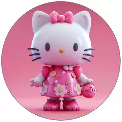 Fogyasztható papír Hello Kitty rózsaszín ruhában, 19,5 cm
