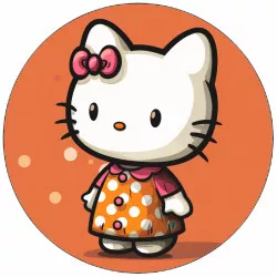 Ehető Hello Kitty papír narancssárga ruhában, 19,5 cm