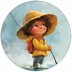 Kajakpapír, kis halászlány a víz partján, 19,5 cm