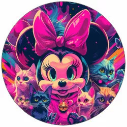 Ehető papír Minnie és rózsaszín háttérrel 19,5 cm