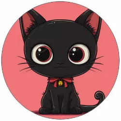 Fogyasztható papír fekete kiscicával rózsaszín háttéren 19,5 cm