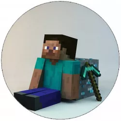Élelmiszerpapír Minecraft Steve kockával 19,5 cm-es kockával papír s Minecraft Steve figurával 19,5 cm-es kocka
