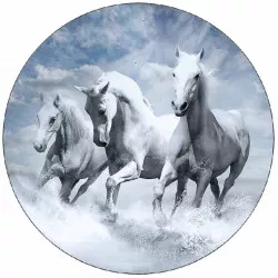 Fogyasztható papír fehér lovak hullámokban 19,5 cm