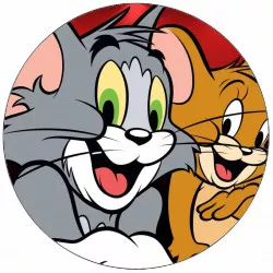 Ehető papír Tom és Jerry a sötét háttéren 19,5 cm