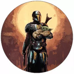 Ehető papír Mandalorian lovagja és Baby Yoda 19,5 cm