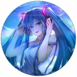Ehető papír anime lány kék hajjal 19,5 cm