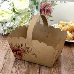 Szentelt cukorkosár kézzel készített méhviasz rózsával (13 x 9 x 9,5 cm)