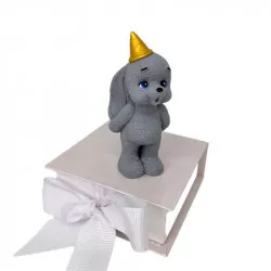 Sötét színű, szürke nyuszi csokoládéból, 9 cm magas