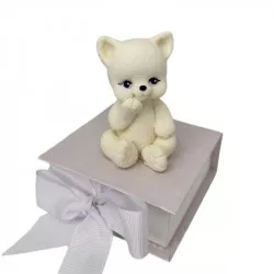 Fehér csokoládé macska ülő 8 cm