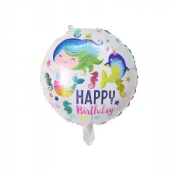 Fóliás lufi kerek tengerquees sellő 46 cm