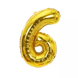 Fóliás lufi száma hat arany 102 cm