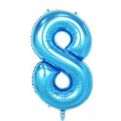 Fóliás lufi száma nyolc kék 102 cm
