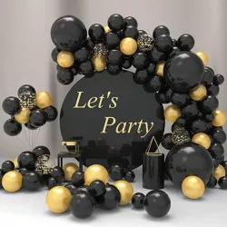 Felfújható arany- és fekete szalagfüzér 112 db