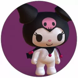 Ehető papír Kuromi sapkában koponyával 19,5 cm