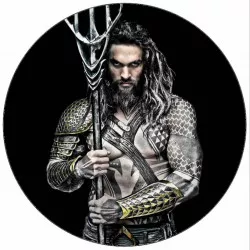 Fogyasztható papír Aquaman fekete alapon 19,5 cm