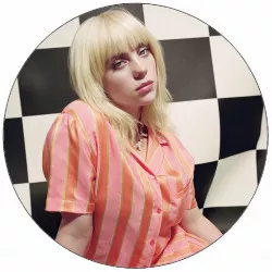 Élőpapír Billie Eilish fekete-fehér háttérrel 19,5 cm