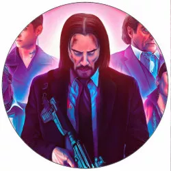 Előttem John Wick 19,5 cm-es alakja, ehető papírba tekerve