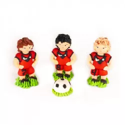 Cukorfigurák focisták, piros, 3 db, méret: 3×6,5 cm