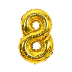 Fóliás lufi száma nyolc arany 102 cm