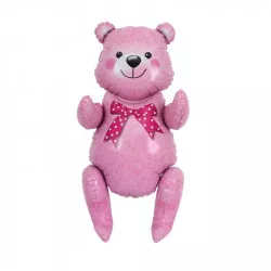 Fóliás lufi rózsaszín medveccel 81,5 cm