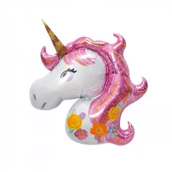 Lufis, rózsaszín unikornis buborékos héliumos-ballonos lufi 70 cm