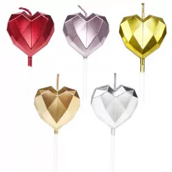 5 darabos szív alakú gyertya készlet