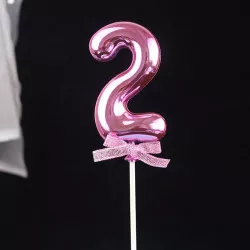 Rózsaszín tortába tűzhető szám 2