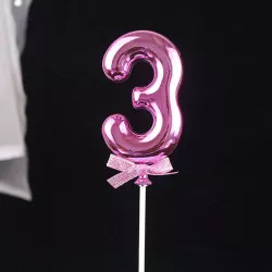 Rózsaszín tortába tűzhető szám 3