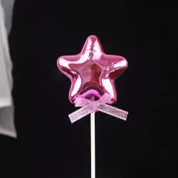 Tortadísz — rózsaszín csillag, 6 cm