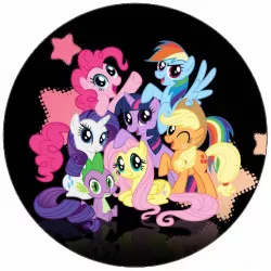 Fogyasztható papír My Little Pony póniknak fekete háttéren 19,5 cm