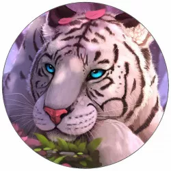Ehető papír fekvő fehér tigris kék szemekkel 19,5 cm