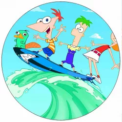 Fogyasztható papír Phineas és Ferbnek a szörfön 19,5 cm