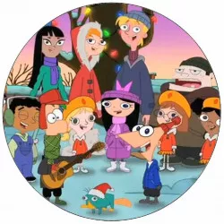 Fogyasztható papír Phineas és Ferb Karácsony 19,5 cm