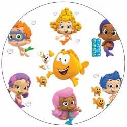 Fogyasztható papír Bubble Guppies fehér háttérrel 19,5 cm