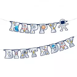 Papírová girlanda vesmír Happy Birthday 220×16 cm
