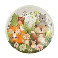 Fa állatka papíres tányér 18 cm, 6 darabos csomag