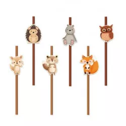 Szívószálak erdei állatoknak 6 db 19,5 cm