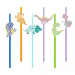 Dínó szívószálak 6 darab 20 cm